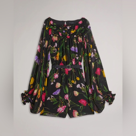 Ted Baker Brookii Ruffled Blouson Sleeve Romper Sz 2 NWT - Picture 2 of 9
